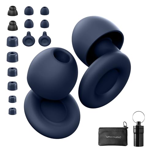 Ear Plugs for Sleeping Noise Reduction Reuseable, Concerts, Focus, Travel, Work, High Fidelity – 7 Pairs Eartips – Flexible Soft – Touch – NRR of 24 and 27 dB Noise Cancelling (Navy Blue) - color: Navy Blue