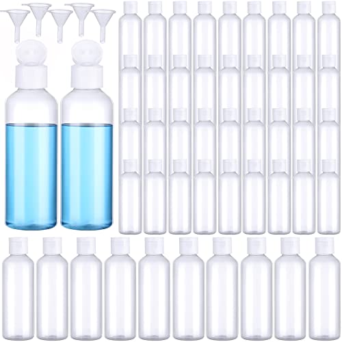 Eccliy 100 Pack 3.4oz Plastic Bottles Travel Lotion Bottle Squeeze Container Plastic Bottles with Caps Small Travel Empty Refillable Toiletry Containers for Liquid Lotion Creams with 5 Funnels (Clear) - color: Clear, size: 3.4oz