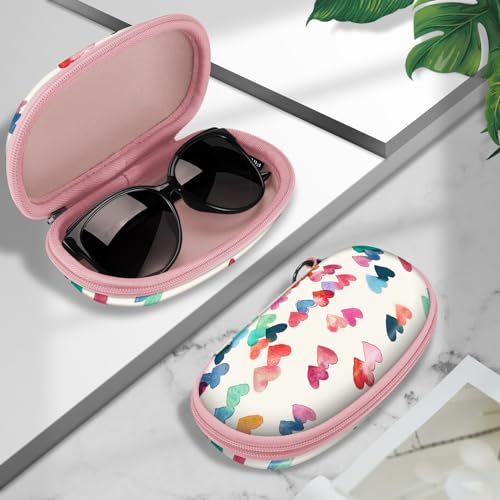 Fintie Sunglasses Case with Carabiner, Hard Shell Shockproof Sport Glasses Cases Travel Zipper Eyeglasses Holder, Raining Hearts - color: Raining Hearts