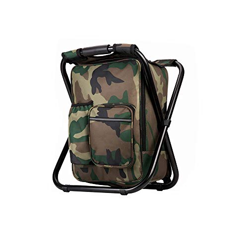 FCFKUK Bright starl Upgraded Large Size 3 in1 Multifunction Fishing Backpack Chair, Portable Hiking Camouflage Camping Stool, Folding Cooler Insulated Picnic Bag Backpack Stool