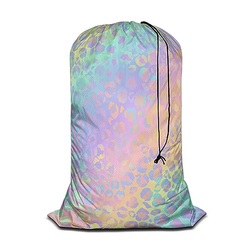 Swono Leopard Print Drawstring Portable Large Capacity Laundry Bags Animal Fur Spots Pattern Mammal Wildlife Storage Baskets for Bedroom, Bathroom, Dorm, Dining Room - color: Leopard Print