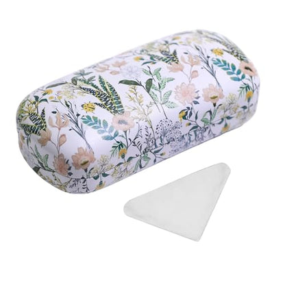 PERFECTSIGHT Sunglasses Case, Large Hard Shell Glasses Case, Cute PU Leather Protective Eyeglasses Case for Women Men - color: White Flower