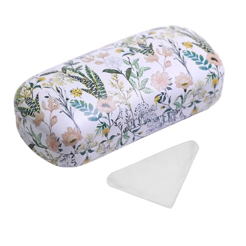 PERFECTSIGHT Sunglasses Case, Large Hard Shell Glasses Case, Cute PU Leather Protective Eyeglasses Case for Women Men - color: White Flower