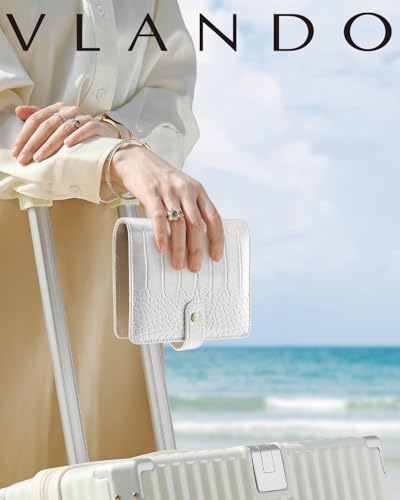 VLANDO Travel Jewelry Organizer Case,Travel Gifts for Women,Portable Jewelry Storage Book Ring Binder with Clear Zipper Velvet Jewelry Pouch Bag-White - color: White Crocodile