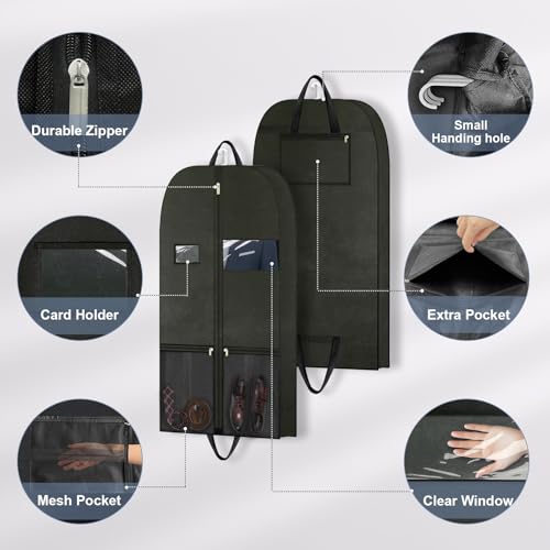 Travel Suit Bag for Men, Business Travel Garment Bag for Consultant, Foldable Garment Bag with Shoe Compartment, Clear Window, Handle, Zipper, Wrinkle Free Suit Bag for Conferences, Hotels, Office - style: Garmentbag 43INCH 1 pack