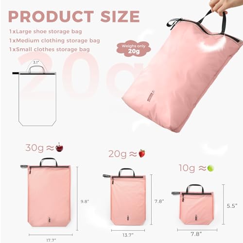 Travel Laundry Bag Ultralight Waterproof Washable Wet Dry Bag for Gym, Swimming, Yoga, and Workout Perfect for Dirty Clothes, Bathing Suits, Travel Accessories (3 Pack) (Pink) - color: Pink