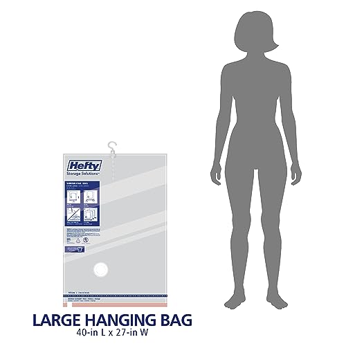 Hefty Shrink-Pak Vacuum Storage Bags - Space Saver for Under Bed Storage, Clothing and Comforters, 3X More Storage Space - 3 Large Hanging Bags - size: Large