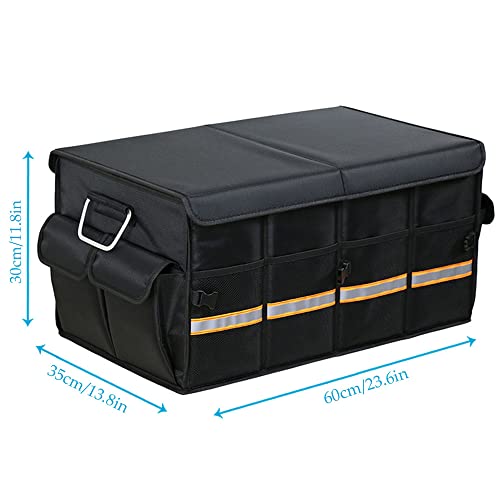 Tianle Car Trunk Organizer - Collapsible Trunk Organizer & Lid Foldable Cover Aluminium Alloy Handle Reflective Strip for Auto, SUV, Truck, Minivan (L Black) - color: L Black