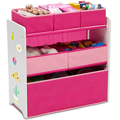 Delta Children Design and Store 6 Bin Toy Organizer, White/Pink - color: White/Pink