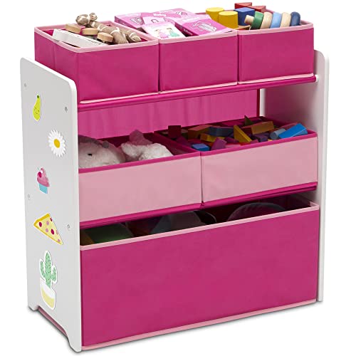 Delta Children Design and Store 6 Bin Toy Organizer, White/Pink - color: White/Pink