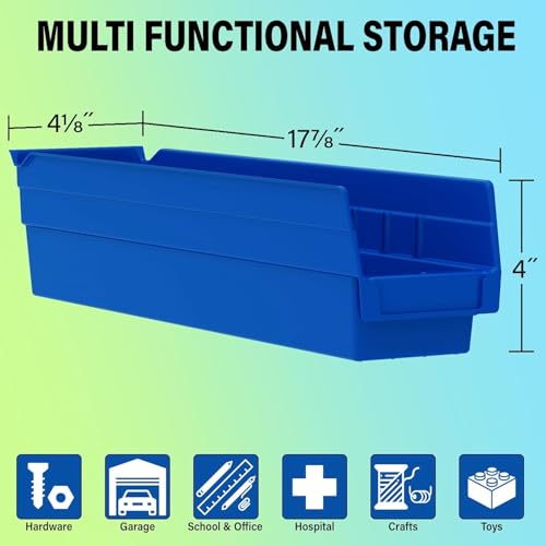 Akro-Mils 30128 Plastic Shelf Bins, Heavy Duty Storage Bins for Garage, Closet, and Drawer Organization, 18-Inch x 4-Inch x 4-Inch, Yellow, 12-Pack - color: Yellow