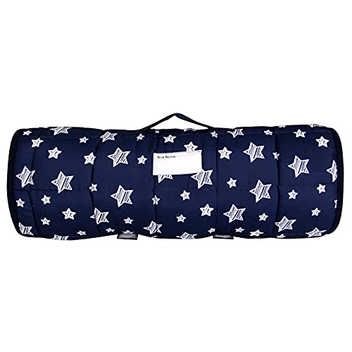 Toddler Nap Mat 2 Pack, Nap Mat for Toddlers Preschool, Daycare and Fleece Minky Blanket, Lightweight, Soft, Gray and Navy - color: Gray and Navy (Pack of 2)