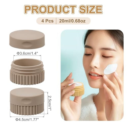 uxcell 4pcs Travel Containers for Toiletries, 0.68oz 20ml Small Silicone Cream Jars Leak-proof Travel Essentials with Lid for Cosmetic Body Skin Cream, Dark Brown - color: Dark Brown