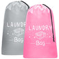 Sylfairy 2 Pack Extra Large Travel Laundry Bag, Dirty Clothes Organizer with Drawstring,Heavy Duty Travel Laundry Bags,Easy Fit a Laundry Hamper Travel Essentials - color: Pink+Light Grey