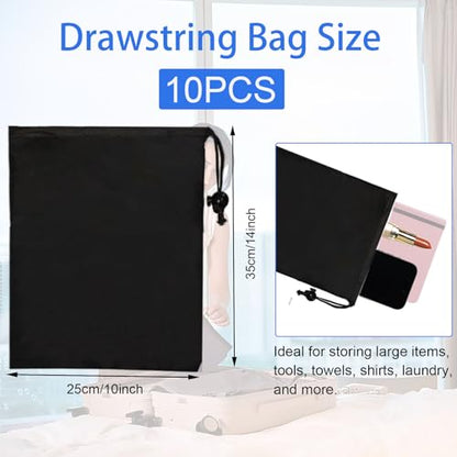 10-Pack Drawstring Bags with Toggle Closure - Lightweight & Durable Nylon Gym Bags for Sports, Travel and Daily Use - size: 10 x 14 Inch