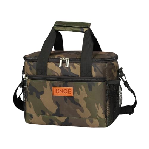 iknoe Insulated Lunch Bag, Foldable 8.5L Cooler Bag for Men & Women, Leakproof Thermal Design, Great for Office, Picnic, Travel, Lunch Box, Camo - color: Camo, size: Medium