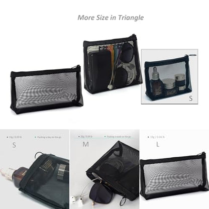 patu Widened Mini Zipper Mesh Bags, Size S, 5" x 4" x 2", 5 Pieces, Beauty Makeup Lipstick Cosmetic Accessories Organizer, Small Travel Kit Storage Pouch, Black - size: S, Widened (5" x 4" x 2", 5 pcs)