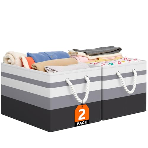 StorageTastic Storage Bin,Collapsible Storage Basket For Organizing,Large Storage Boxes With Rope Handles,Storage Containers,Gradient Grey,2 Pack - color: Gradient Grey, size: 15" X 10" X 9.5" (2 Pack)