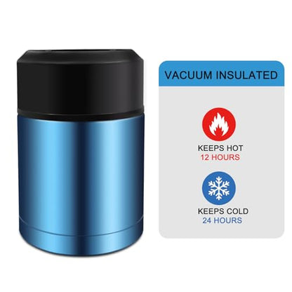 28oz Soup Thermos, Stainless Steel Thermos for Hot Food, Wide Mouth Food Thermos Jar, Insulated Lunch Container Leak Proof Vacuum Thermal Flask (blue) - color: blue-28oz