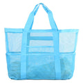 CaCTOUR Large Beach Bag Women,Beach Bags Waterproof Sandproof with Zipper Wet Pocket,Beach Tote Pool Bag for Swim Gym Travel - color: Mesh Blue