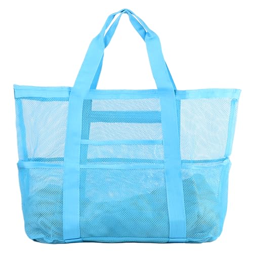 CaCTOUR Large Beach Bag Women,Beach Bags Waterproof Sandproof with Zipper Wet Pocket,Beach Tote Pool Bag for Swim Gym Travel - color: Mesh Blue