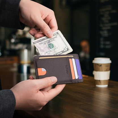 Buffway Slim Minimalist Front Pocket RFID Blocking Leather Wallets for Men and Women - Galaxy Coffee - color: Galaxy Coffee