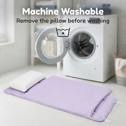 EVERYDAY KIDS Nap Mat with Removable Pillow - Lavender - Carry Handle with Straps Closure, Rollup Design, Soft Microfiber for Preschool, Daycare, Travel Sleeping Bag - Ages 3-6 Years - color: Purple