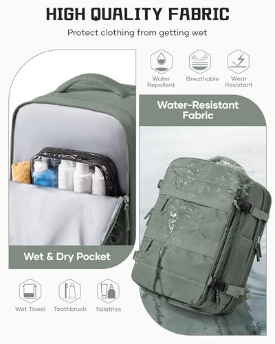 wepadre Vacuum Backpack Travel with Pump Travel Backpack with Vacuum System Expandable Vacpack Compression Backpacks for Travel Easy Vac Pack Carry on Luggage - color: Army Green