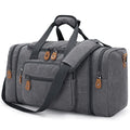 Gonex Canvas Duffle Bag for Travel 50L Expandable Duffel Weekend Overnight Bag men (Gray) - color: Grey, size: Large-50L (Without Shoe Compartment)