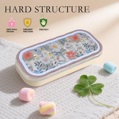 Cute hard shell bow glasses case cat transparent glasses case sunglasses glasses Size is 6.9 x 3.2 x 1.2inches - color: Case -Flower