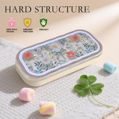 Cute hard shell bow glasses case cat transparent glasses case sunglasses glasses Size is 6.9 x 3.2 x 1.2inches - color: Case -Flower