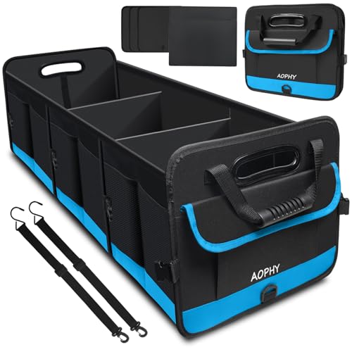 AOPHY Trunk Organizer for Car, Car Storage Organizer with 2 adjustable straps, 95L Large Capacity Cargo Organizer for Suv, Truck, Sedan, Waterproof Portable Car Organizers for Women Men（Blue） - color: Blue