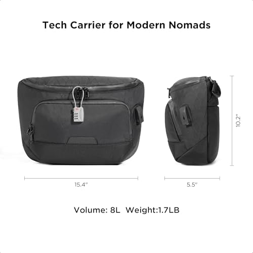 ALPAKA Bravo Sling Max, 8L RFID-Blocking Sling Laptop Bag for Men with Maglockz Buckle, Lockable Zips & External USB Port - color: Black