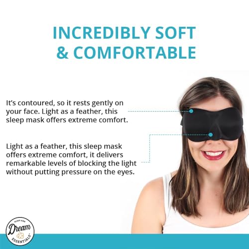 Wild Essentials® Sweet Dreams™ Comfortable & Contoured Sleep Mask Kit with Carry Pouch and Moldex® Ear Plugs, Travel Set, Gift - color: Black