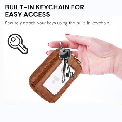 Keychain Wallet Mini Zip Around Wristlet Wallets for Women Detachable Wristlet Portable Coin Purse Small Wallets Brown - color: Light Brown