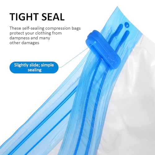 HEMOTON 9 Pcs Roll up Vacuum Compression Bags Space Saver Storage Bags for Clothing Travel Manual Seal Set with 3 Small (35x50cm) 3 Medium (40x50cm) 3 Large (40x60cm)