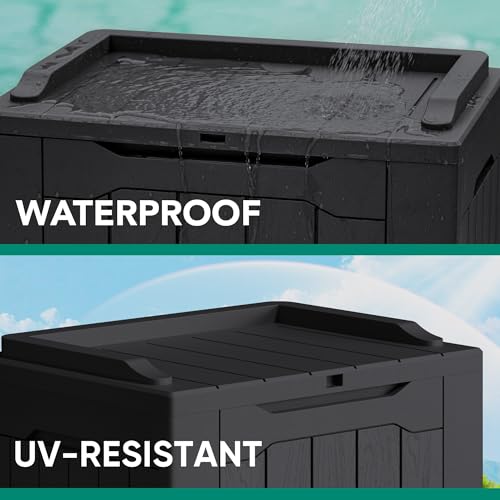 Devoko 30 Gallon Resin Deck Box 2 Pack Outdoor Indoor Waterproof Storage Box for Patio Furniture Pool Accessories Storage for Cushion Garden Tools (Black, 2 Pack) - color: Black, size: 30 Gallon 2 Pack