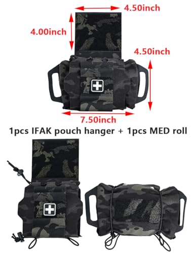 SABADO Rapid/Quick Deploy First Aid Kit Pack Tactical IFAK Pouch Two-Piece System Med Roll Carrier Hypalon Handle Outdoor Sport Hunting Bag - color: Black CP