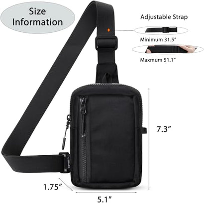 USHAKE Small Crossbody Bags for Women Men - Mini Sling Bag for Traveling and Hiking - color: Black