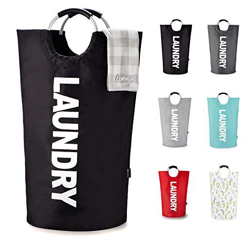 Caroeas 100L Laundry Basket,Large Laundry Hamper, Laundry Bag with Padded Handles, Clothes Hamper Stands Up Well, Collapsible Free Standing Easy Storage Washing Bin (Black,100L) - color: Black, size: 100L