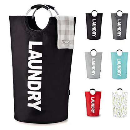 Caroeas 100L Laundry Basket,Large Laundry Hamper, Laundry Bag with Padded Handles, Clothes Hamper Stands Up Well, Collapsible Free Standing Easy Storage Washing Bin (Black,100L) - color: Black, size: 100L