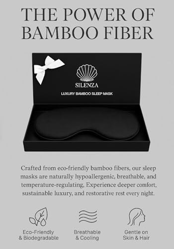 Luxury Bamboo Sleep Mask – Ultra-Soft Cooling Eye Mask for 100% Light Blocking, Adjustable Comfort Strap, Perfect for Travel & Better Sleep (Onyx) - color: Onyx