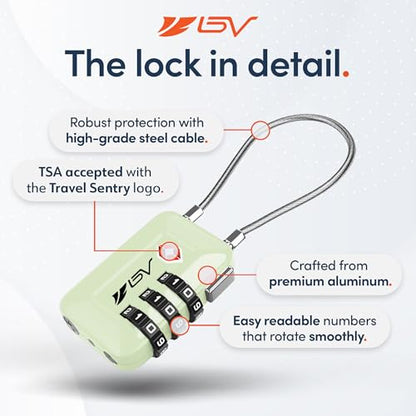 TSA Accepted Luggage Travel Lock, Set-Your-Own Combination Lock for School Gym Locker, Luggage Suitcase Baggage Locks, Filing Cabinets, Toolbox, Case (Mint Green, 2 Pack) - color: Mint Green, size: 2 Pack