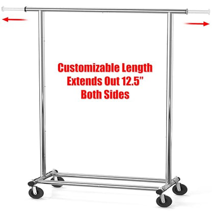 Simple Houseware Heavy Duty Clothing Garment Rack, Holds Up to 150 lbs, 42 to 67 Inches Extendable Rod, Chrome - color: Chrome, size: Heavy Duty