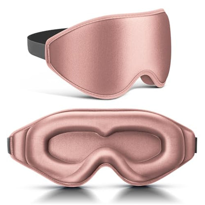 FlyCoco 99% Fully Block Out Light Eye Sleep Mask, 3D Deep Contoured Eyes Cover Zero Pressure, Long Lash Extension Eyes Mask with Adjustable Straps for Sleeping Travel Home Nap Rest Women Men (Rose) - color: Rose