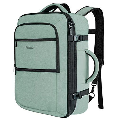 Vancropak Travel Bag, Large 40L Carry on Backpack Airline Approved Expandable Suitcase Daypack, Water Resistant Travel Backpack Overnight Lightweight Luggage Weekender Bag for Flight Men Women, Cyan - color: Green, size: X-Large