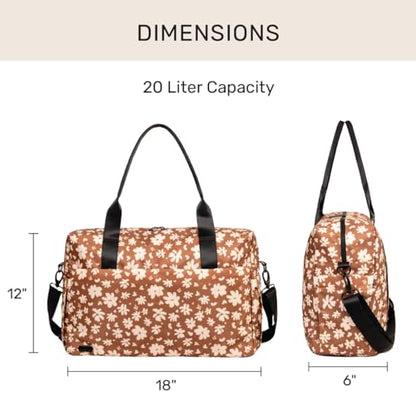 Jadyn Austin Carry-On Travel Duffel Bag for Women, 18” Weekender Bag with Laptop Sleeve, Durable Material, and Trolley Sleeve, Ideal for Work, Gym, and Overnight Trips (Terracotta Blossom) - color: Terracotta Blossom