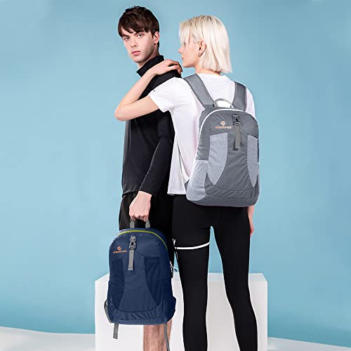 sinotron 22L Lightweight Packable Hiking Backpack, Small Hiking Backpack Day Pack for Women Men Travel Camping Vacation - color: Grey