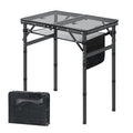 LOFTEY Small Folding Grill Table, Portable Picnic Table for Camping Outdoor Cooking BBQ, 3 Heights Adjustable Grill Stand with Mesh Bag, Easy for Storage, 23.6" L* 15.75" W * 27.7" H, Black