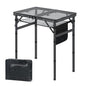 LOFTEY Small Folding Grill Table, Portable Picnic Table for Camping Outdoor Cooking BBQ, 3 Heights Adjustable Grill Stand with Mesh Bag, Easy for Storage, 23.6" L* 15.75" W * 27.7" H, Black